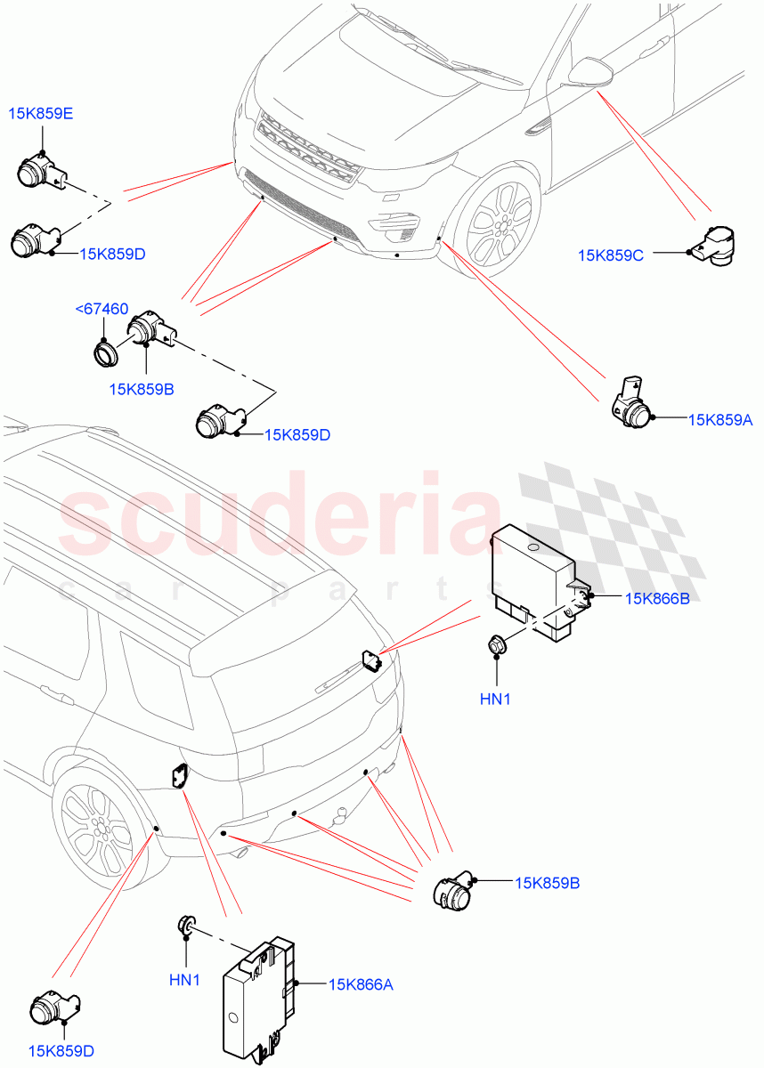 Parking Distance Control (Halewood (UK)) ((V) TOKH999999) of Land Rover Land Rover Discovery Sport (2015+) [2.0 Turbo Diesel AJ21D4]