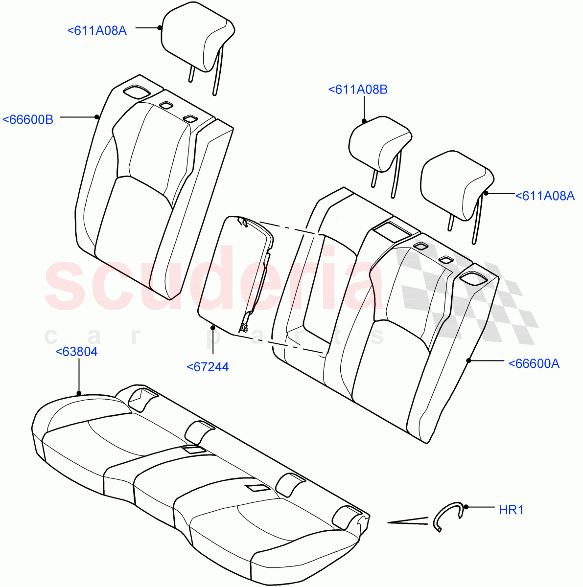 Rear Seat Covers (Windsor Sport Leather Perforated, Itatiaia (Brazil), With 60/40 Split - Folding Rr Seat) ((V) FROMGT000001) of Land Rover Land Rover Range Rover Evoque (2012-2018) [2.2 Single Turbo Diesel]