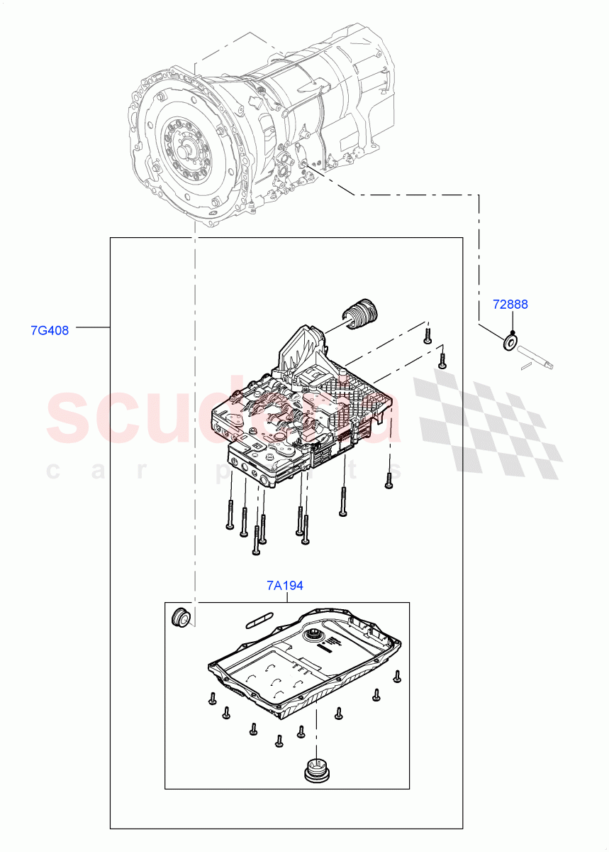 Valve Body - Main Control & Servo's (3.0 V6 Diesel, 8 Speed Auto Trans ZF 8HP70 4WD, 4.4L DOHC DITC V8 Diesel, 3.0 V6 D Gen2 Twin Turbo, 3.0L DOHC GDI SC V6 PETROL) ((V) FROMBA000001) of Land Rover Land Rover Range Rover Sport (2010-2013) [5.0 OHC SGDI SC V8 Petrol]