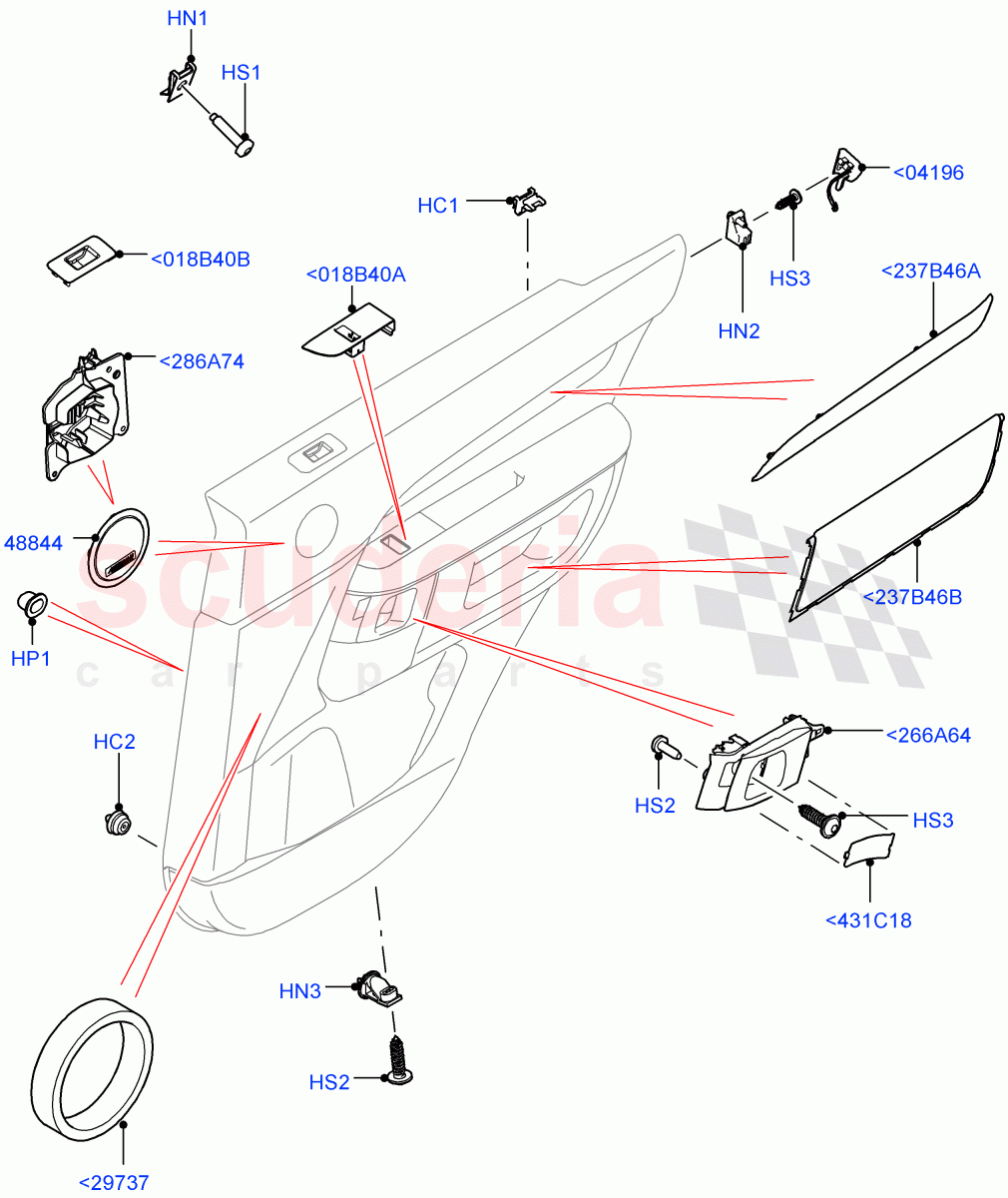 Rear Door Trim Installation (Nitra Plant Build, Finishers And Mouldings) ((V) FROMK2000001) of Land Rover Land Rover Discovery 5 (2017+) [3.0 Diesel 24V DOHC TC]