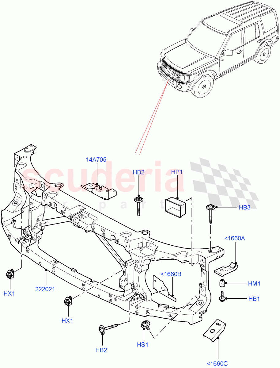 Front Panels, Aprons & Side Members (Front End Carrier) ((V) FROMAA000001) of Land Rover Land Rover Discovery 4 (2010-2016) [4.0 Petrol V6]