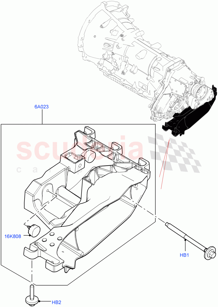 Transmission Mounting (2.0L I4 High DOHC AJ200 Petrol, 2.0L I4 DSL MID DOHC AJ200, 2.0L I4 DSL HIGH DOHC AJ200, 2.0L I4 Mid DOHC AJ200 Petrol) ((V) TOLA999999) of Land Rover Land Rover Range Rover Velar (2017+) [2.0 Turbo Petrol AJ200P]
