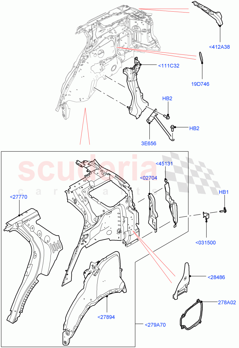 Side Panels - Inner (Rear) (Itatiaia (Brazil)) ((V) FROMGT000001) of Land Rover Land Rover Discovery Sport (2015+) [2.0 Turbo Diesel AJ21D4]
