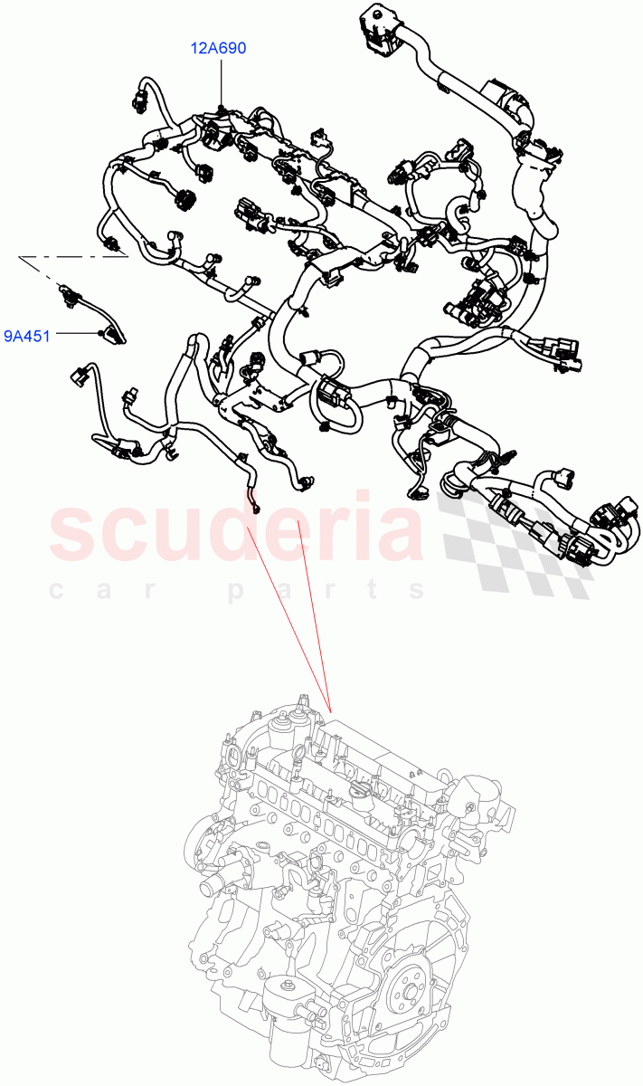 Electrical Wiring - Engine And Dash (Engine) (2.0L I4 DSL HIGH DOHC AJ200, Itatiaia (Brazil), 2.0L I4 DSL MID DOHC AJ200) ((V) FROMJT000001) of Land Rover Land Rover Range Rover Evoque (2012-2018) [2.2 Single Turbo Diesel]