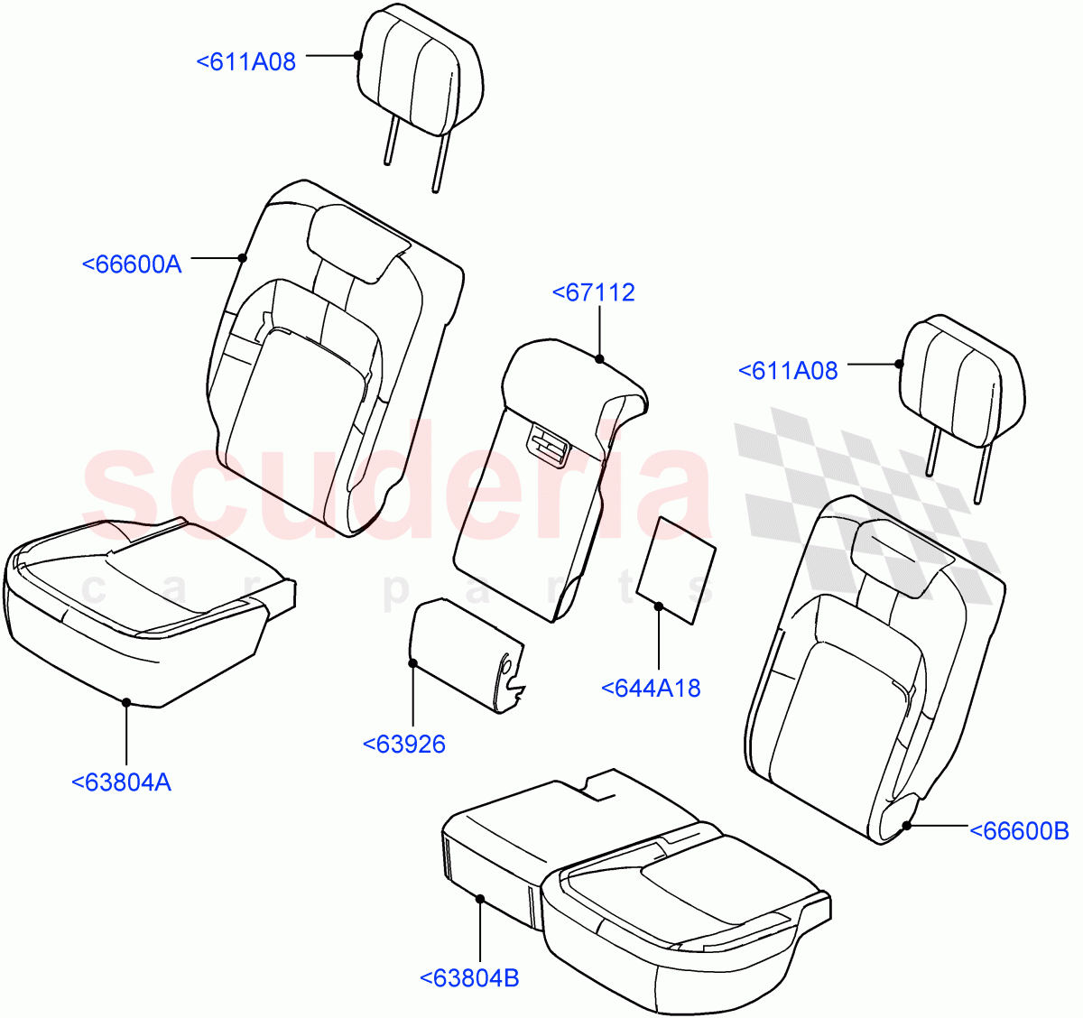 Rear Seat Covers (Taurus Leather, With 60/40 Manual Fold Thru Rr Seat) ((V) FROMJA000001) of Land Rover Land Rover Range Rover (2012-2021) [4.4 DOHC Diesel V8 DITC]