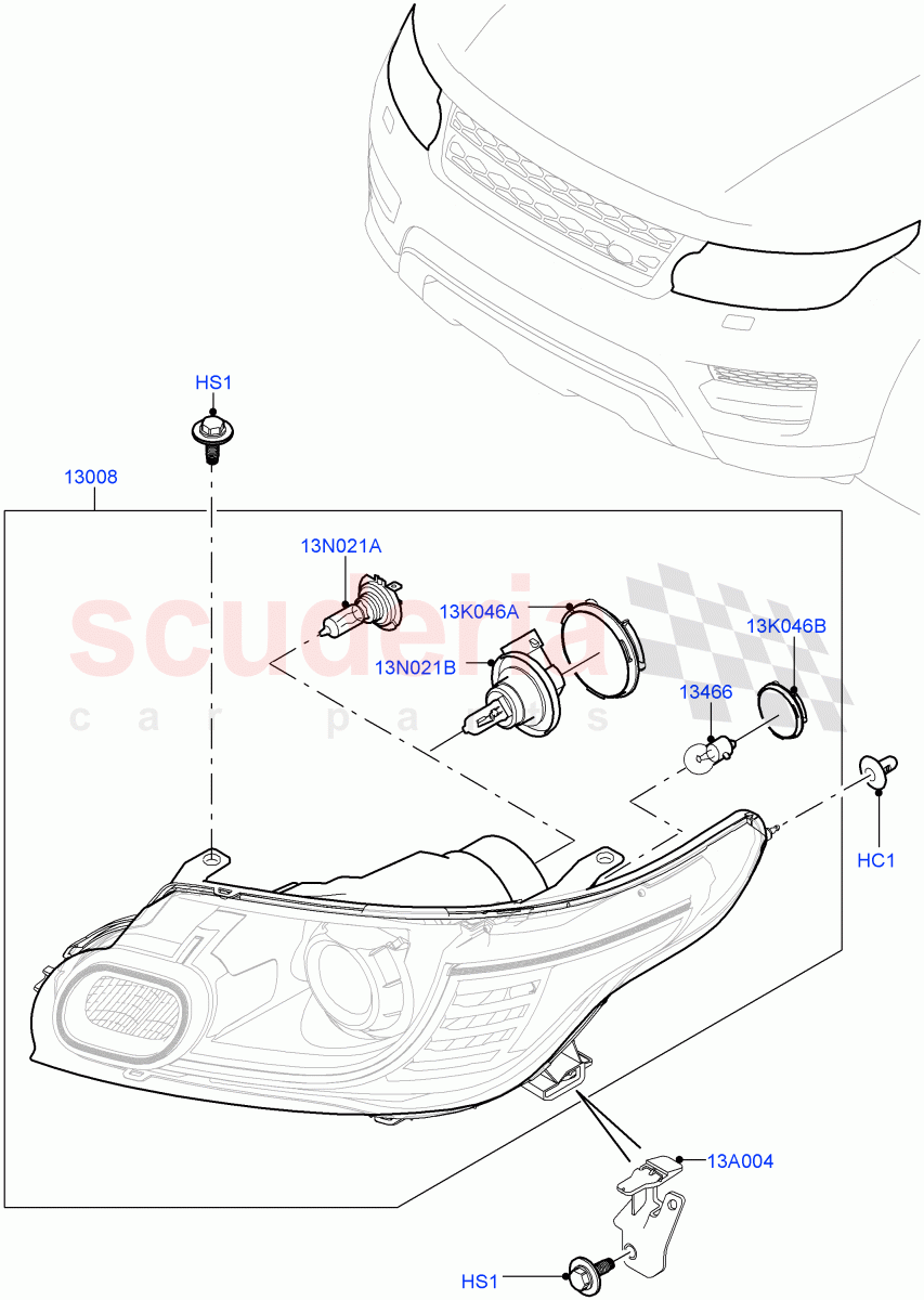 Headlamps And Front Flasher Lamps (With Halogen Headlamp) ((V) TOGA999999) of Land Rover Land Rover Range Rover Sport (2014+) [2.0 Turbo Diesel]