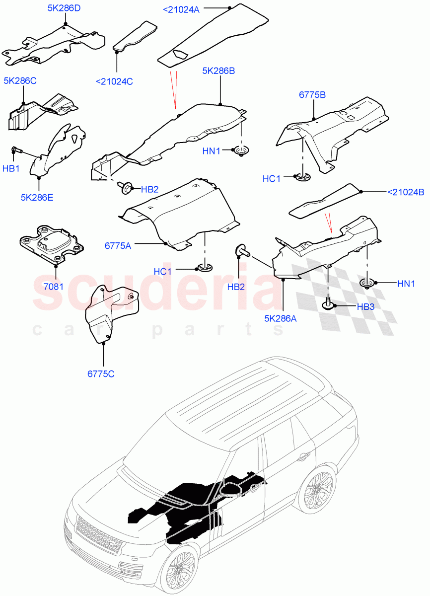 Splash And Heat Shields (Heat Shield) of Land Rover Land Rover Range Rover (2012-2021) [3.0 I6 Turbo Diesel AJ20D6]