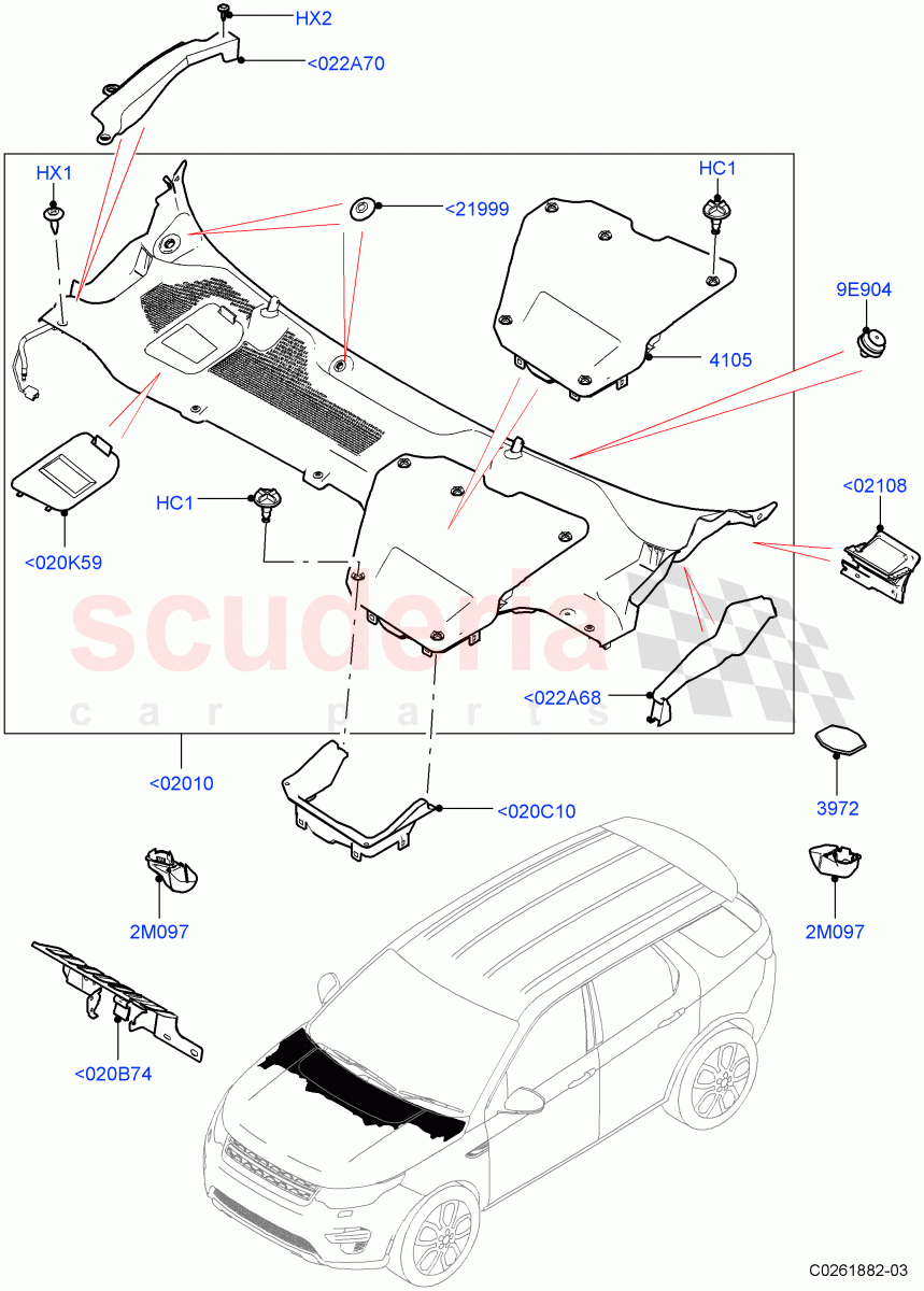 Cowl/Panel And Related Parts (Changsu (China)) ((V) FROMFG000001, (V) TOKG446856) of Land Rover Land Rover Discovery Sport (2015+) [2.2 Single Turbo Diesel]