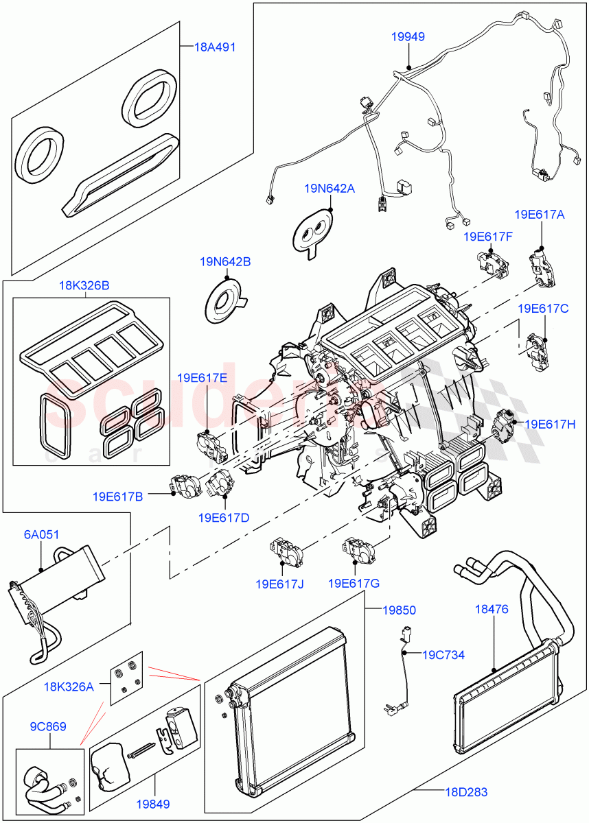 Heater/Air Cond.Internal Components (Heater Main Unit) of Land Rover Land Rover Range Rover Sport (2014+) [3.0 I6 Turbo Petrol AJ20P6]