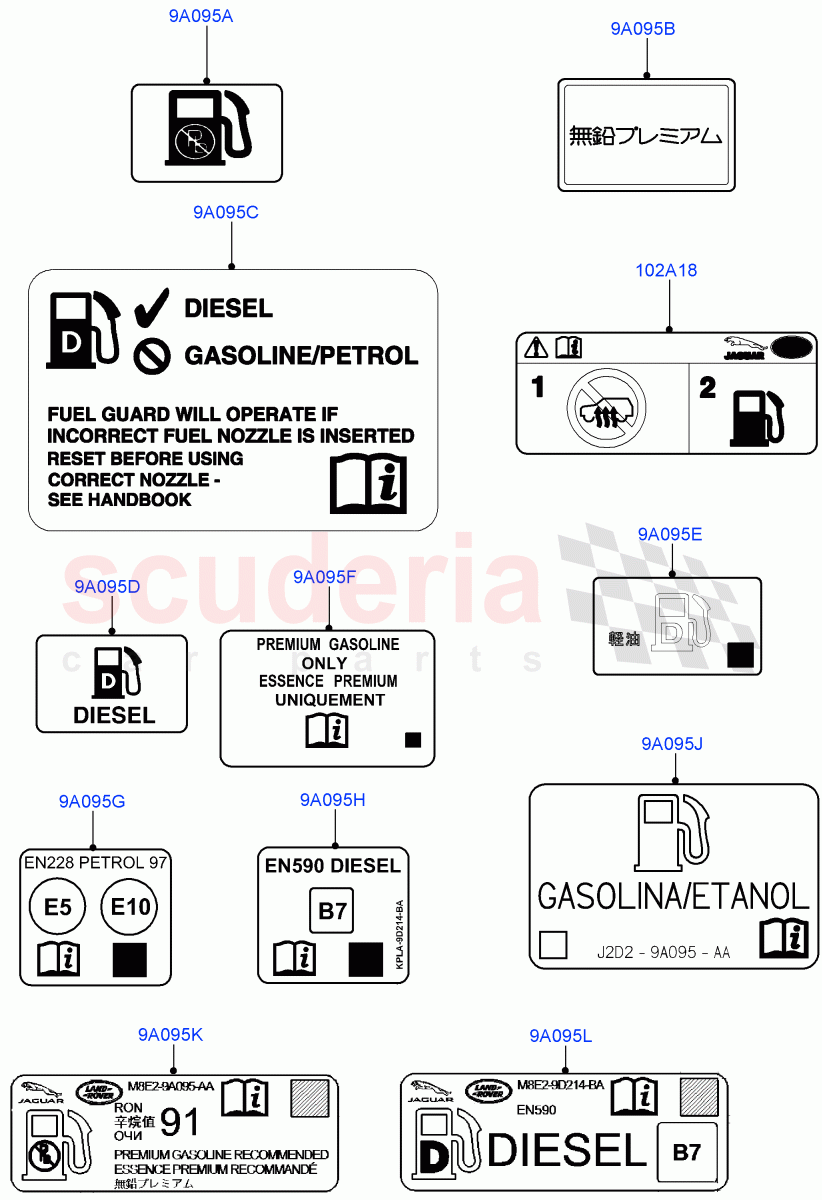 Labels (Fuel Information) (Halewood (UK)) of Land Rover Land Rover Range Rover Evoque (2019+) [2.0 Turbo Petrol AJ200P]