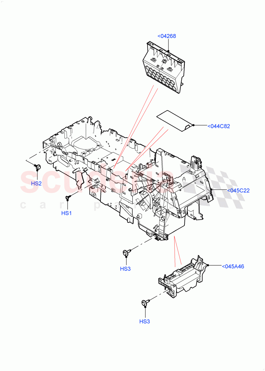 Console - Floor (Internal Components, Nitra Plant Build) ((V) FROMM2000001) of Land Rover Land Rover Discovery 5 (2017+) [3.0 Diesel 24V DOHC TC]