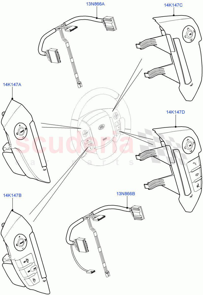 Switches (Steering Wheel) ((V) FROMEA000001) of Land Rover Land Rover Discovery 4 (2010-2016) [2.7 Diesel V6]