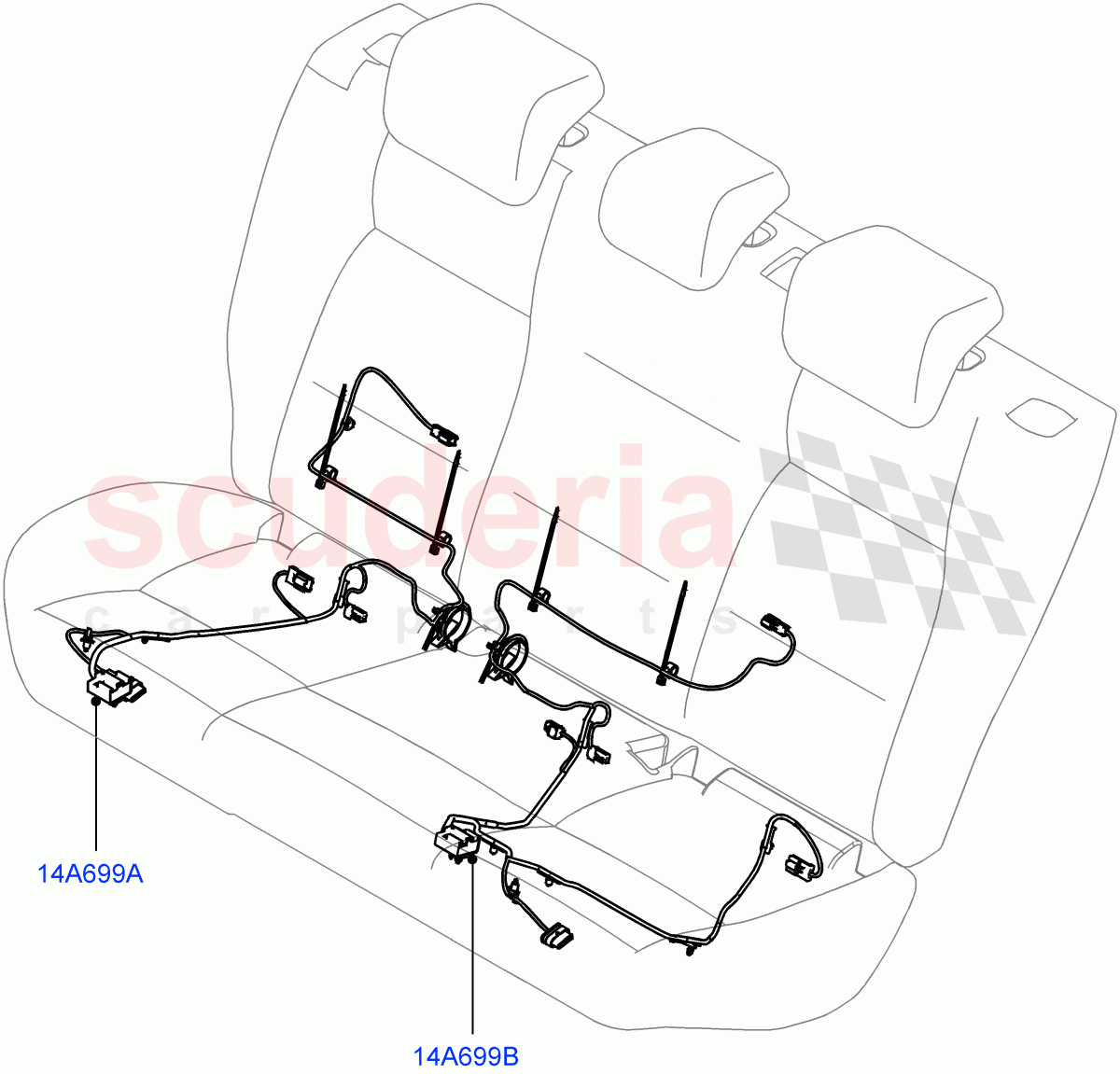 Wiring - Seats (Rear Seats) (Halewood (UK), With 60/40 Manual Fold Thru Rr Seat, 60/40 Load Through With Slide) of Land Rover Land Rover Discovery Sport (2015+) [2.0 Turbo Diesel]